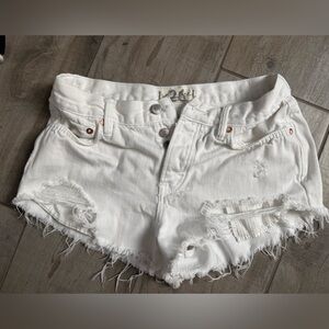 We The Free White Frayed Jean Shorts